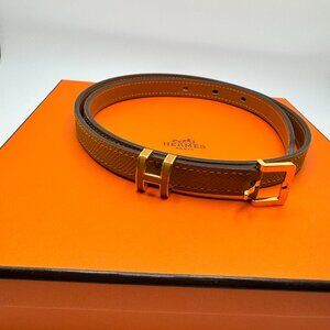 Hermès Pop H 15 Leather Belt Veau Epsom Gold-Plated Buckle 2S Sesame Unisex 70cm
